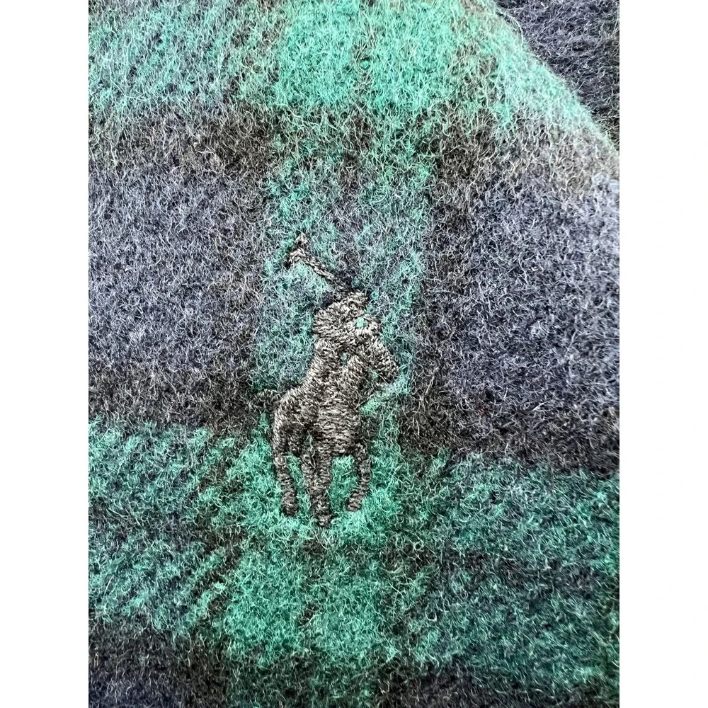 Polo Ralph Lauren Scarf Plaid Lambswool Blend Blue Green Black Tartan Classic